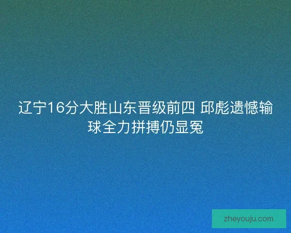 辽宁16分大胜山东晋级前四 邱彪遗憾输球全力拼搏仍显冤
