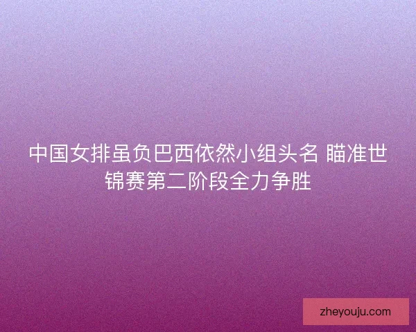 中国女排虽负巴西依然小组头名 瞄准世锦赛第二阶段全力争胜