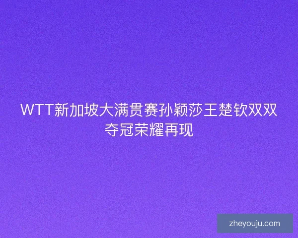 WTT新加坡大满贯赛孙颖莎王楚钦双双夺冠荣耀再现 WTT新加坡大满贯赛孙颖莎王楚钦双双夺冠荣耀再现
