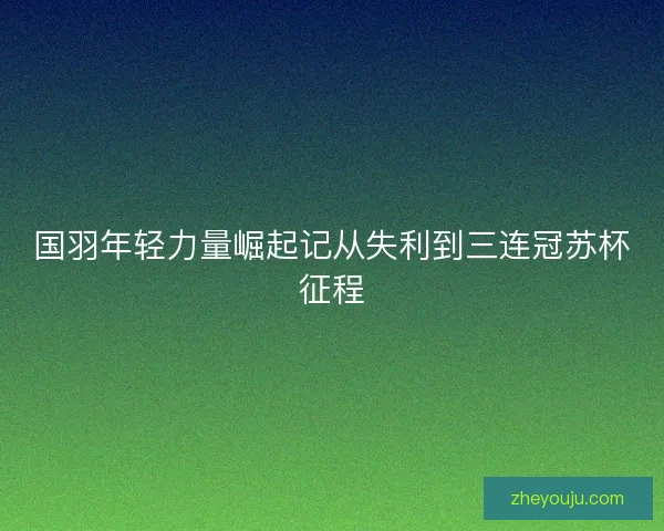 国羽年轻力量崛起记从失利到三连冠苏杯征程
