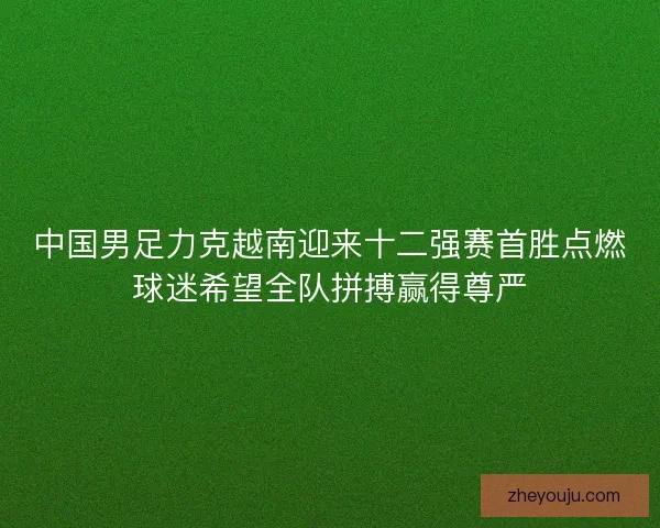 中国男足力克越南迎来十二强赛首胜点燃球迷希望全队拼搏赢得尊严 中国男足力克越南迎来十二强赛首胜点燃球迷希望全队拼搏赢得尊严
